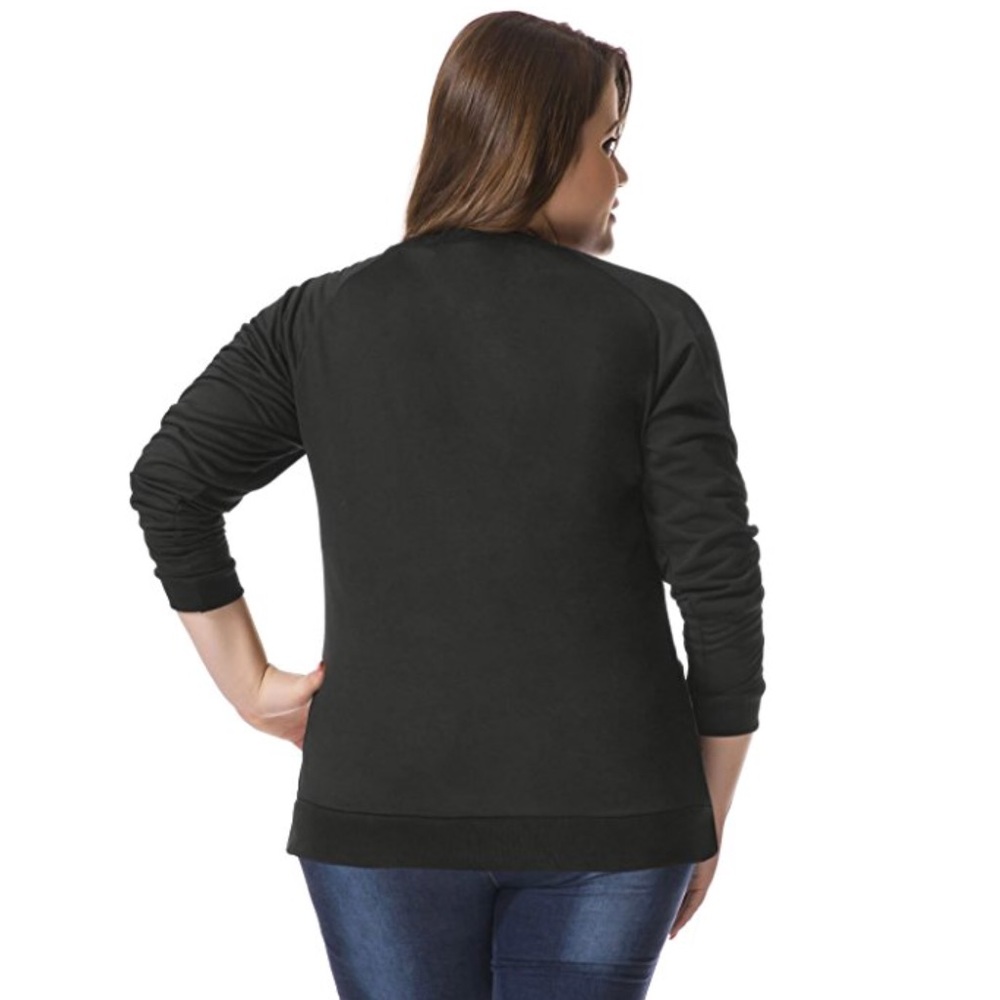 Plus Size Plaid Checkers Colorblock Sweater - Picture 3 of 4